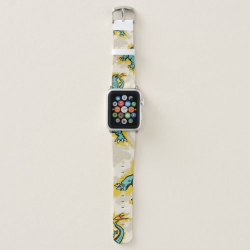 Seamless pattern of a Godzillas and tie dye backgr Apple Watch Band