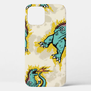 Seamless pattern of a Godzillas and tie dye backgr iPhone 12 Case