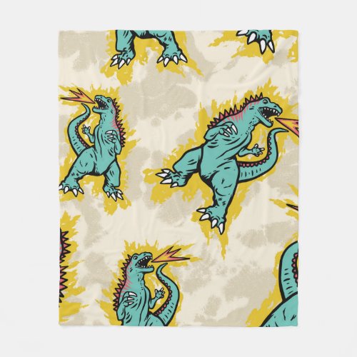 Seamless pattern of a Godzillas and tie dye backgr Fleece Blanket