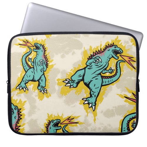 Seamless pattern of a Godzillas and tie dye backgr Laptop Sleeve