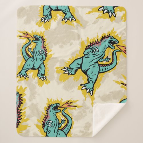 Seamless pattern of a Godzillas and tie dye backgr Sherpa Blanket