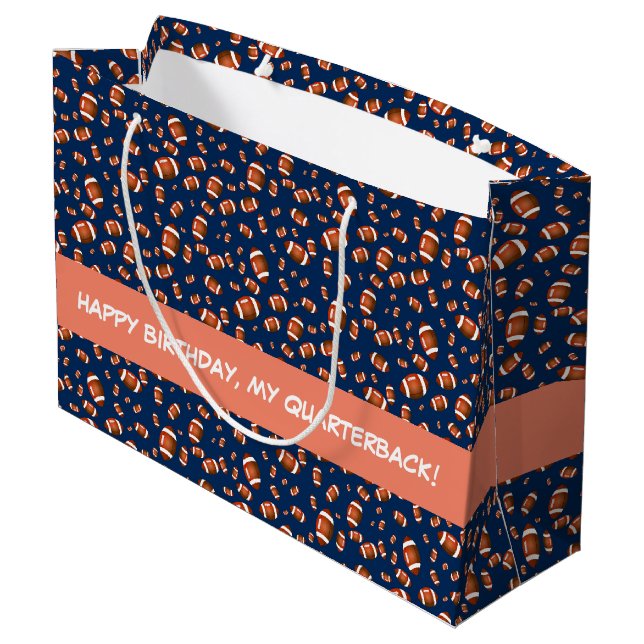 Seamless Pattern Of American Football Balls Large Gift Bag (Back Angled)