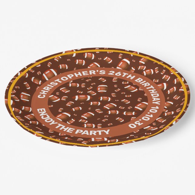 Seamless Pattern Of American Football Balls Paper Plates (Angled)