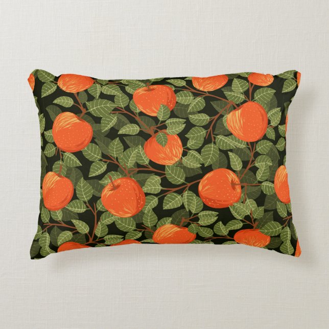 Seamless pattern of apples with green leaves flat  accent pillow (Front)