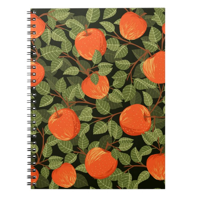 Seamless pattern of apples with green leaves flat  notebook (Front)
