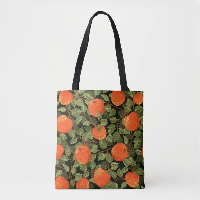 Seamless pattern of apples with green leaves flat  tote bag (Front)
