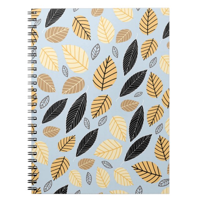 Seamless pattern of autumn leaves on a blue backgr notebook (Front)