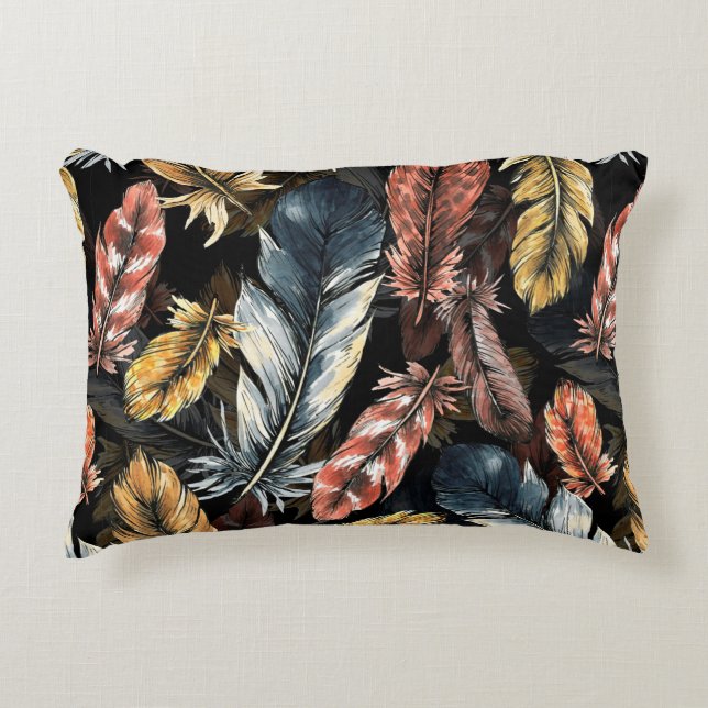 Seamless pattern of bird feathers.  accent pillow (Front)
