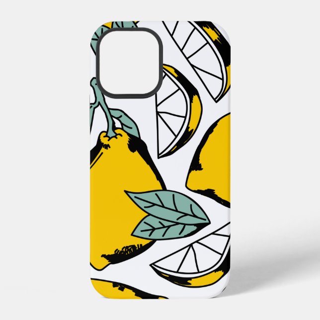 Seamless pattern of bright hand drawn lemons,halfs iphone case (Back)