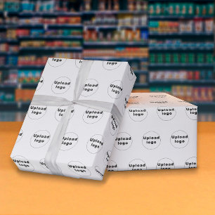 Seamless Pattern of Business Logo on White Wrapping Paper