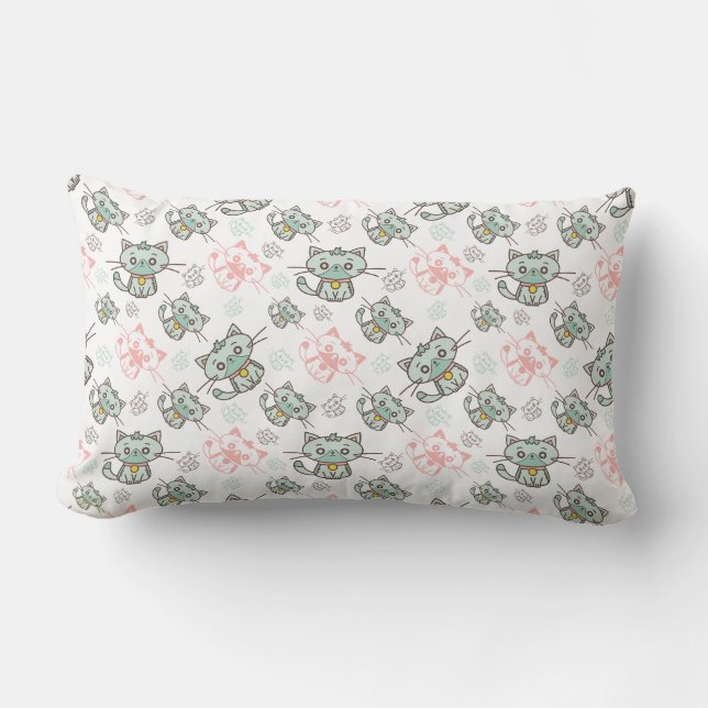 Seamless pattern of cat lumbar pillow (Front)
