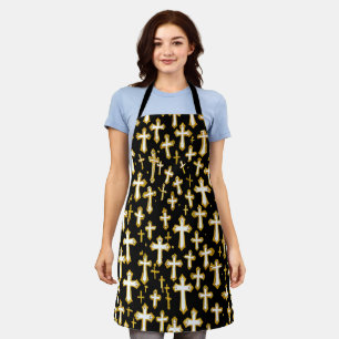 Seamless Pattern of Catholic Golden Holy Cross Apron