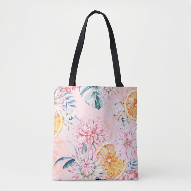 Seamless pattern of chrysanthemum, orange and Bloo Tote Bag (Front)