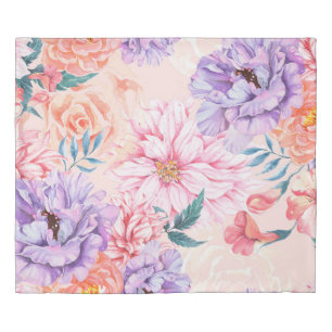 Seamless pattern of chrysanthemum, rose, peony and duvet cover