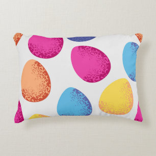 Seamless pattern of colorful Easter eggs on white  Accent Pillow