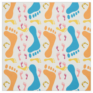 Seamless Pattern Of Colorful Human Footprints Fabric