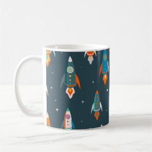 Seamless pattern of colorful rockets in outer spac coffee mug