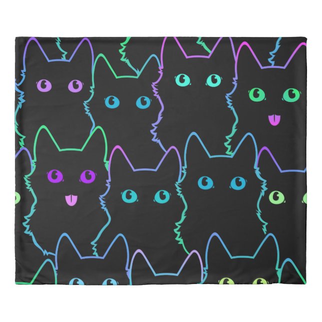 seamless pattern of cute cat silhouettespattern,se duvet cover (Front)