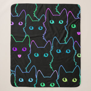 seamless pattern of cute cat silhouettespattern,se sherpa blanket