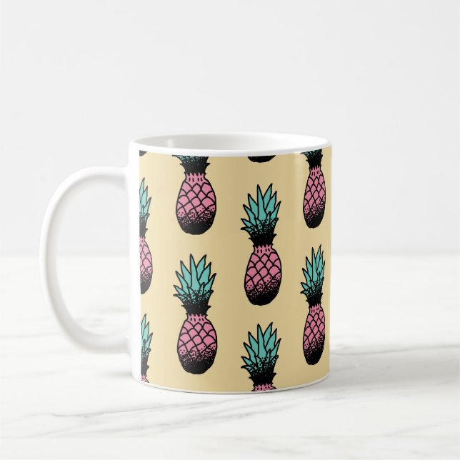 Seamless pattern of cute hand drawn pineapple coffee mug (Left)