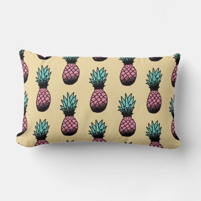 Seamless pattern of cute hand drawn pineapple lumbar pillow (Front)
