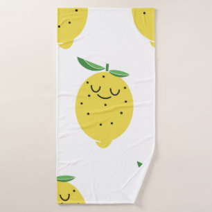 seamless pattern of Cute Lemon cartoon,  Bath Towel