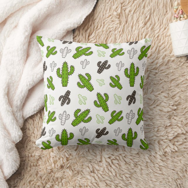 Seamless pattern of desert cactus plants throw pillow (Blanket)