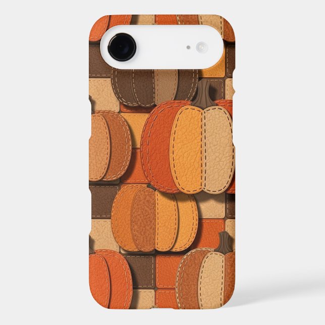 Seamless pattern of faux patchwork pumpkin iphone case (Back)