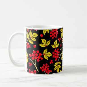seamless pattern of flowers and berries. Russian Coffee Mug