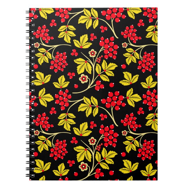  seamless pattern of flowers and berries. Russian  Notebook (Front)
