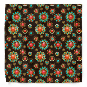 Seamless pattern of gold and brass, ethnic brooche bandana