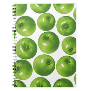 Seamless pattern of green apple notebook