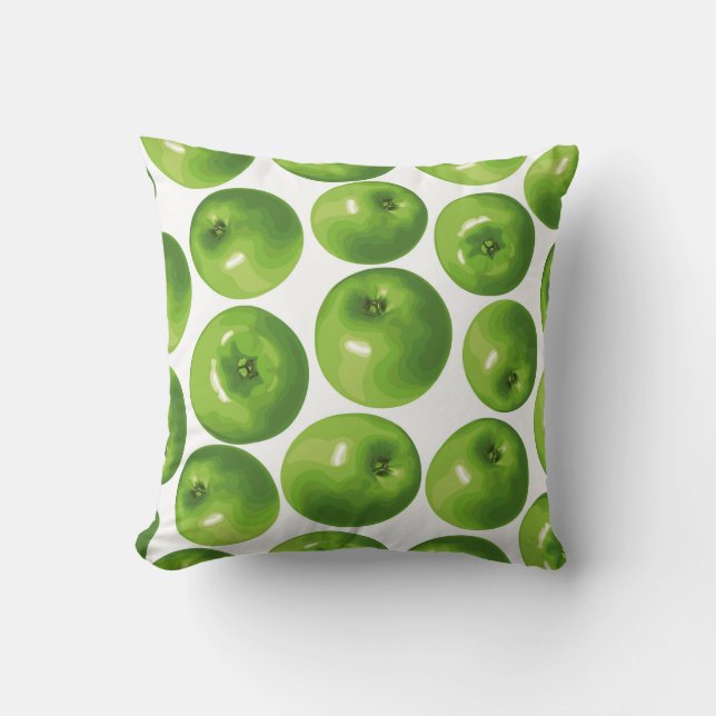 Seamless pattern of green apple throw pillow (Front)