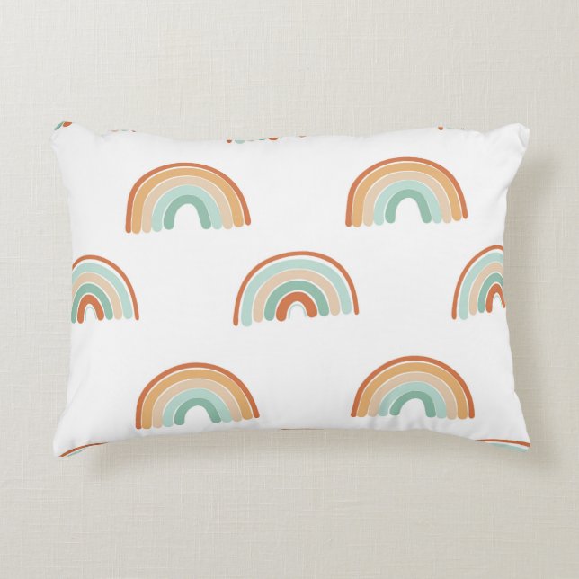 Seamless pattern of hand drawn abstract rainbow in accent pillow (Front)