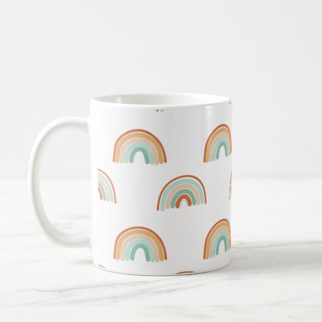 Seamless pattern of hand drawn abstract rainbow in coffee mug (Left)