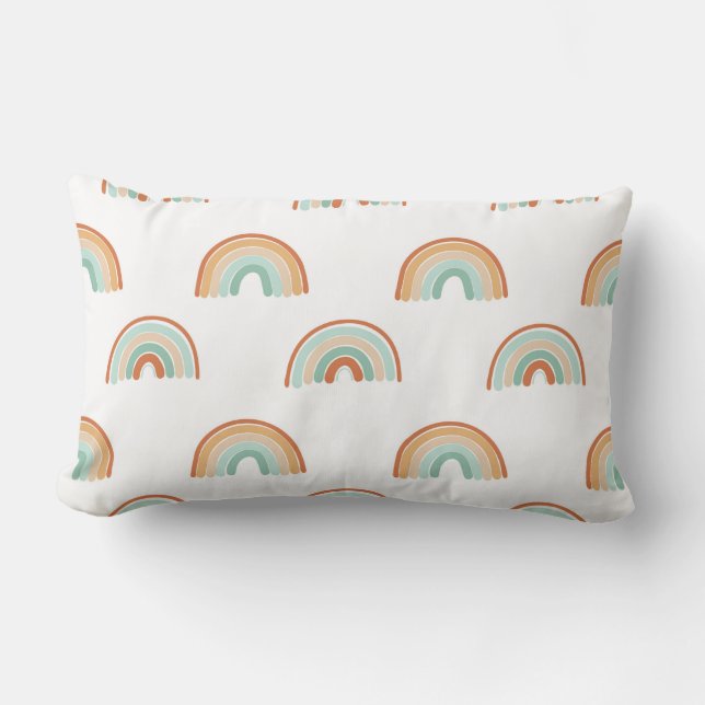 Seamless pattern of hand drawn abstract rainbow in lumbar pillow (Front)