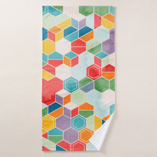 Seamless pattern of hexagons in random colors in w bath towel