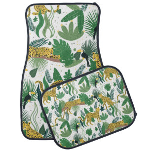 seamless pattern of leopards in jungle. Summer tro Car Floor Mat