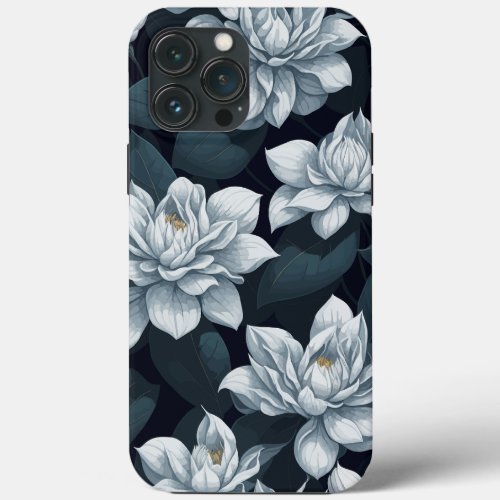 seamless pattern of magnolia flowers iPhone 13 pro max case