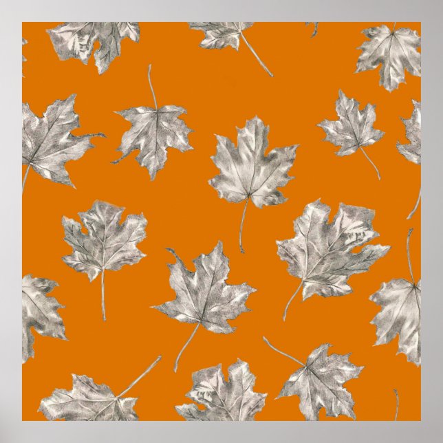 Seamless pattern of maples on the ginger backround poster (Front)