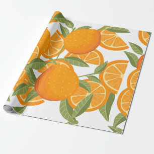 Seamless pattern of orange citrus yellow fruit who wrapping paper