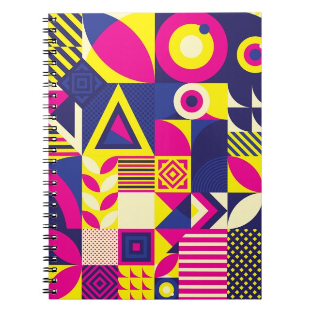 Seamless Pattern of Pop and Colorful Abstract Geom Notebook (Front)