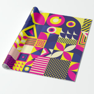 Seamless Pattern of Pop and Colorful Abstract Geom Wrapping Paper