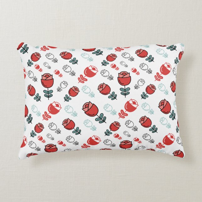 Seamless pattern of rose flowers accent pillow (Front)