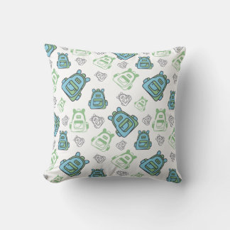 Seamless pattern of school backpacks throw pillow