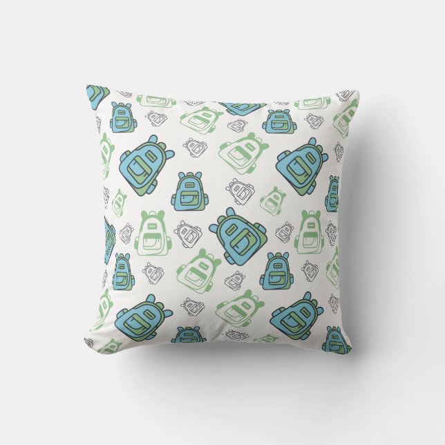 Seamless pattern of school backpacks throw pillow (Front)