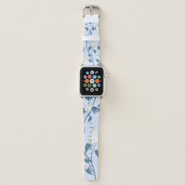 Seamless pattern of siringa and hibiscus flowers p apple watch band (Front)