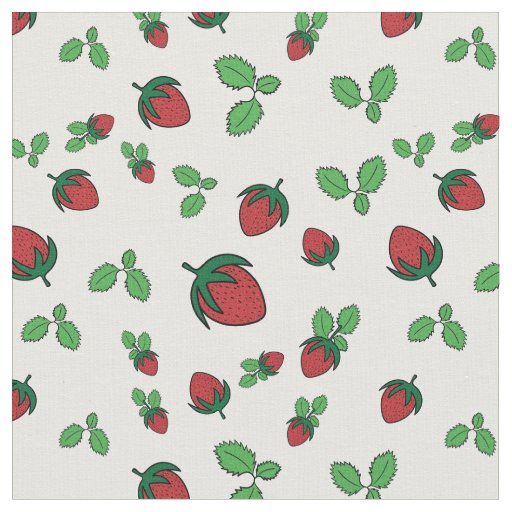 Seamless Pattern Of Strawberries And Green Leaves Fabric