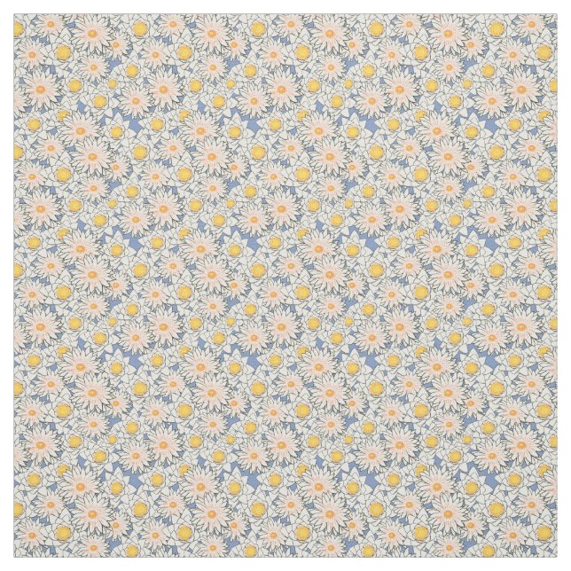 Seamless Pattern Of Summer Flowers On Gray Fabric (Swatch)