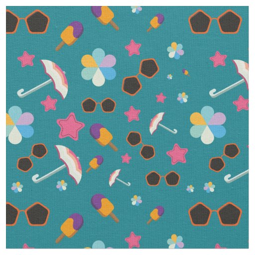 Seamless Pattern Of Sunglasses, Ice-Cream And More Fabric